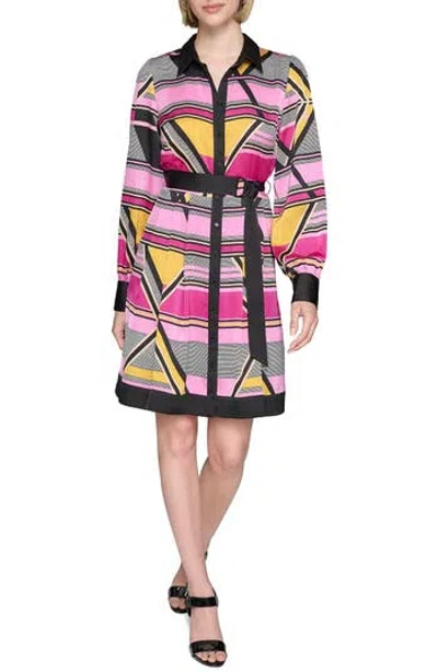 Karl Lagerfeld Paris Colorblock Crepe Shirtdress