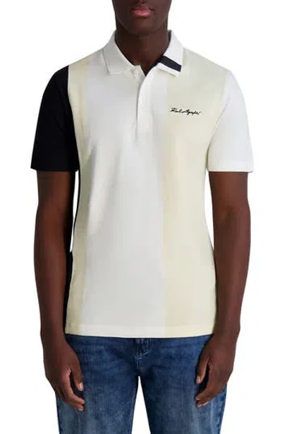 Karl Lagerfeld Paris Colorblock Stretch Cotton Polo In Gray