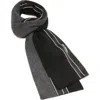 Karl Lagerfeld Paris Colorblock Stripe Wool Blend Scarf In Black/grey