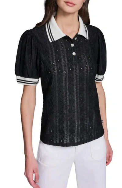 Karl Lagerfeld Paris Contrast Collar Sweater In Multi