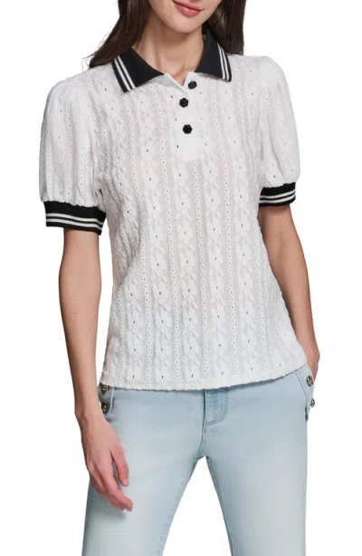 Karl Lagerfeld Paris Contrast Collar Sweater In Multi