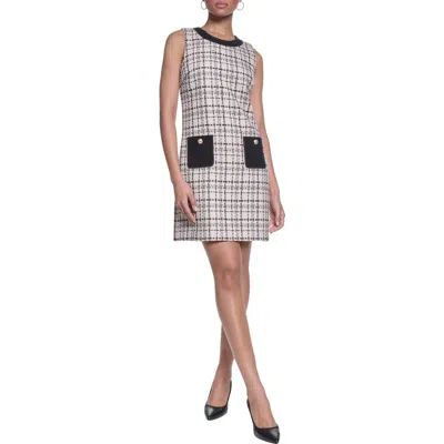 Karl Lagerfeld Paris Contrast Stitch Sleeveless Tweed Minidress In Multi