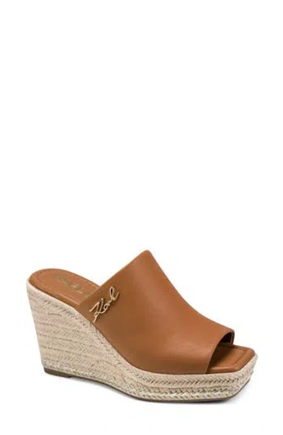 Karl Lagerfeld Paris Corissa Espadrille Platform Wedge Slide Sandal In Brown