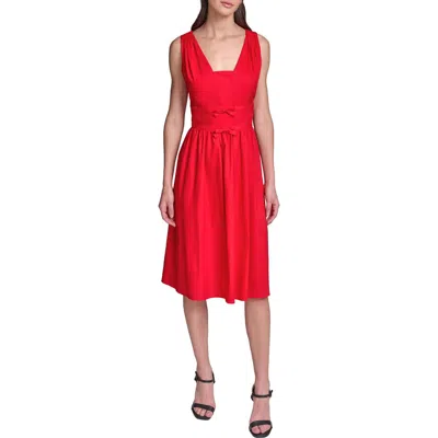 Karl Lagerfeld Paris Cotton Midi Dress In Red