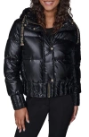 Karl Lagerfeld Paris Crop Puffer Bomber Jacket In Black