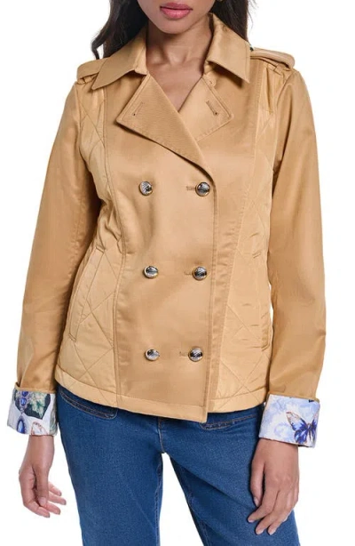 Karl Lagerfeld Paris Cropped Quilted Trench Jacket In Brown