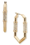 Karl Lagerfeld Paris Crystal Geometric Hoop Earrings In Gold