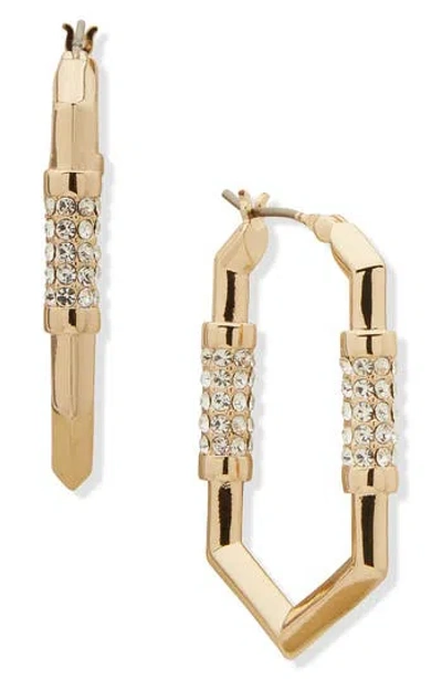 Karl Lagerfeld Paris Crystal Geometric Hoop Earrings In Gold