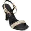 Karl Lagerfeld Paris Cybil Ankle Strap Sandal In Natural,black