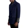 Karl Lagerfeld Double Breasted Wool Blend Peacoat In Navy