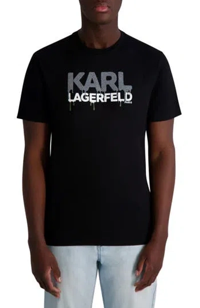 Karl Lagerfeld Paris Drippy Beaded Logo Graphic T-shirt In Black