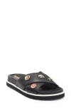 Karl Lagerfeld Paris Embellished Crossover Strap Sandal In Black
