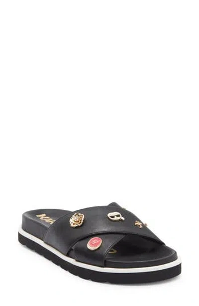 Karl Lagerfeld Paris Embellished Crossover Strap Sandal In Black