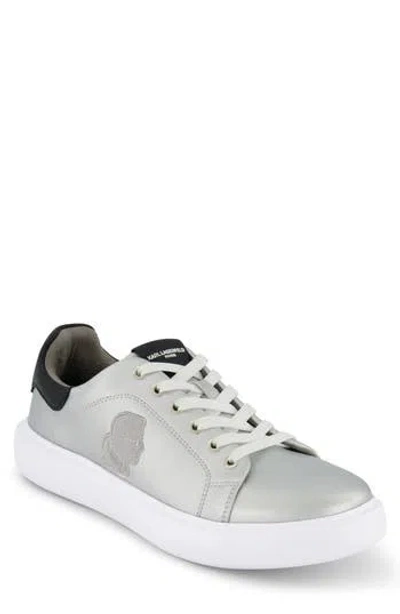 Karl Lagerfeld Paris Embroidered Karl Sneaker In Silver