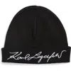 Karl Lagerfeld Paris Embroidered Logo Beanie In Black