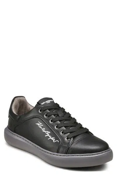 Karl Lagerfeld Paris Embroidered Signature Sneaker In Black