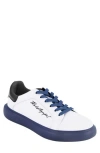 Karl Lagerfeld Men's Low Top Leather Sneakers In White/blue