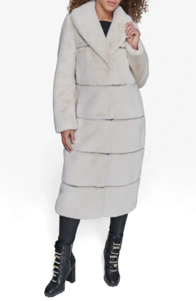 Karl Lagerfeld Faux Fur Coat In Oyster