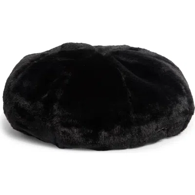 Karl Lagerfeld Paris Faux Fur Beret In Black