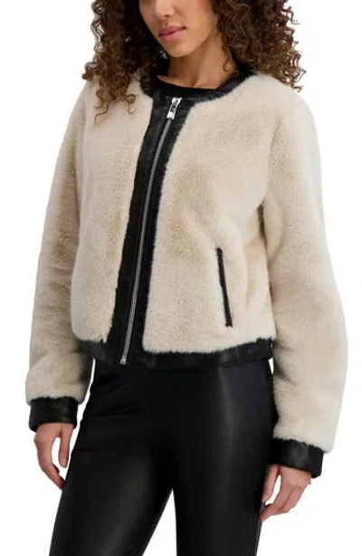 Karl Lagerfeld Paris Faux Fur Jacket In Brown