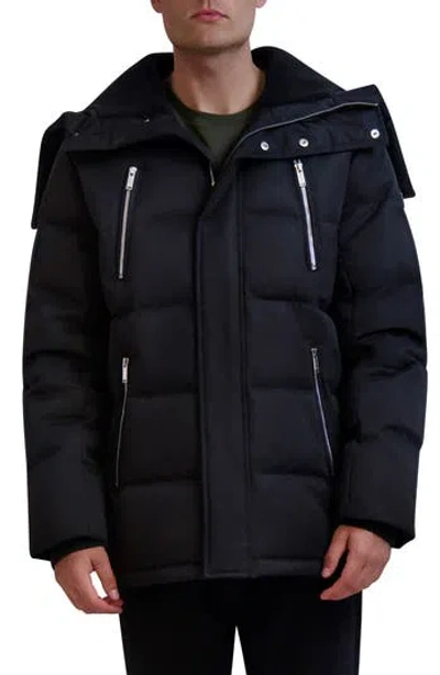 KARL LAGERFELD KARL LAGERFELD PARIS FAUX FUR LINED DOWN & FEATHER FILL QUILTED JACKET