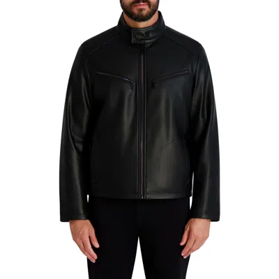 Karl Lagerfeld Paris Faux Leather Racer Jacket In Black