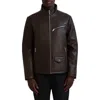 Karl Lagerfeld Men's Faux Leather Biker Jacket In Dark Brown