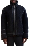 Karl Lagerfeld Men's Fleece Faux-leather Trim Jacket In Black