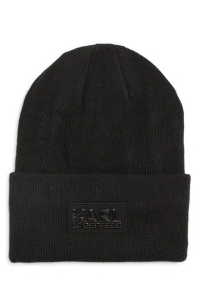 Karl Lagerfeld Paris Fleece Lined Beanie In Black
