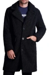 Karl Lagerfeld Wool Blend Double Breasted Topcoat In Black