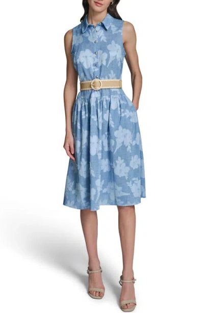 Karl Lagerfeld Paris Flora Sleeveless Denim Midi Dress In Animal Print