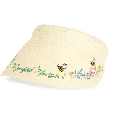 Karl Lagerfeld Paris Floral Border Straw Visor In Neutral