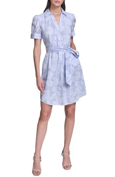 Karl Lagerfeld Paris Floral Burnout Shirtdress In Blue