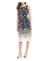 Karl Lagerfeld Paris Floral Print Ombre Midi Crepe Dress In Pink In Pink