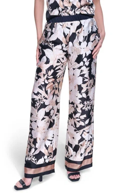 Karl Lagerfeld Paris Floral Print Wide Leg Pants In Multi