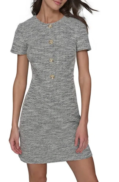 Karl Lagerfeld Paris Flower Tweed Minidress In Gray