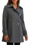 Karl Lagerfeld Paris Four Pocket Wool Blend Swing Coat In Gray