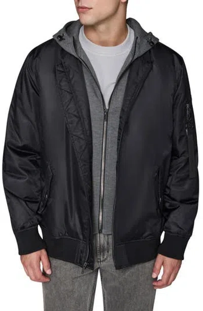 Karl Lagerfeld Paris Full Zip Bomber Jacket In Black