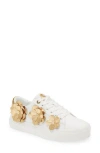 Karl Lagerfeld Paris Gael Flower Sneaker In Bright White/gold