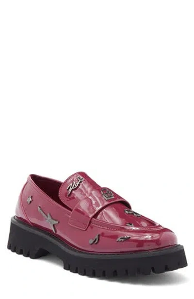 Karl Lagerfeld Paris Gaston Rocker Moc Toe Loafer In Red Plum