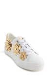 Karl Lagerfeld Paris Gael Flower Sneaker In Bright White/gold