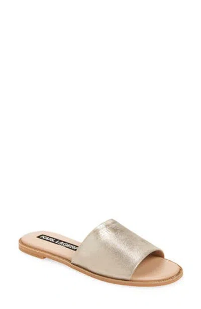 Karl Lagerfeld Paris Gloria Flat Slide Sandal In Champagne