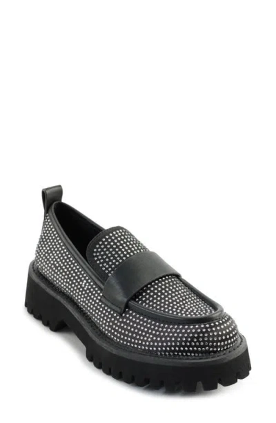 Karl Lagerfeld Paris Grady Crystal Lug Sole Loafer In Black