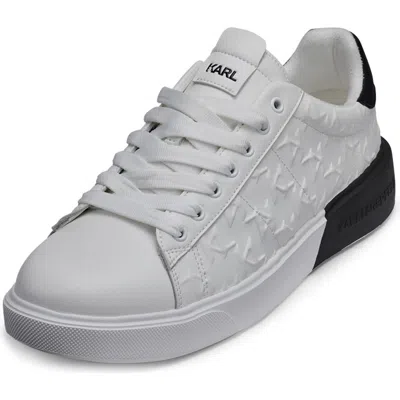 Karl Lagerfeld Men's Grid Logo Embossed Sneakers In White