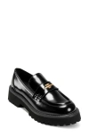 Karl Lagerfeld Paris Gwen Logo Faux Leather Loafer In Black