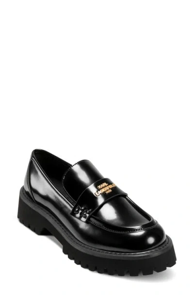 Karl Lagerfeld Paris Gwen Logo Faux Leather Loafer In Black