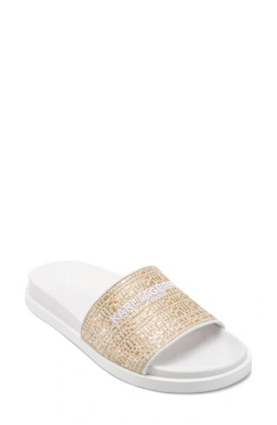 Karl Lagerfeld Paris Hazlet Slide Sandal In Natural,bright White