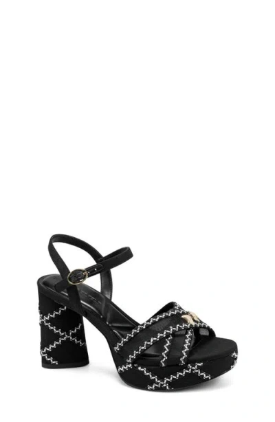 Karl Lagerfeld Paris Hickory Stitch Platform Sandal In Black