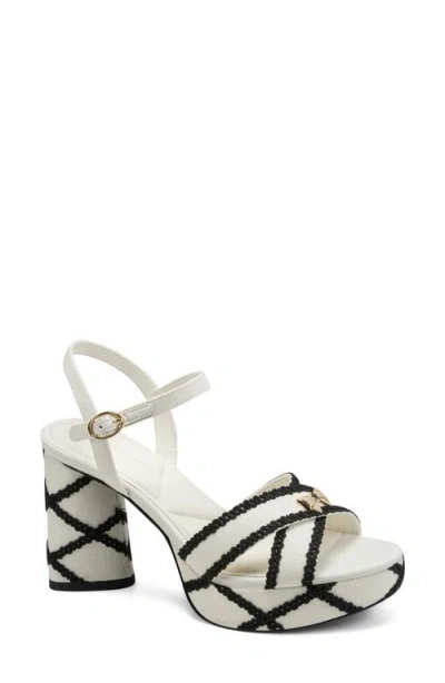 Karl Lagerfeld Paris Hickory Stitch Platform Sandal In White