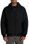 Karl Lagerfeld Paris Hooded Diamond Quilted Jacket In Black